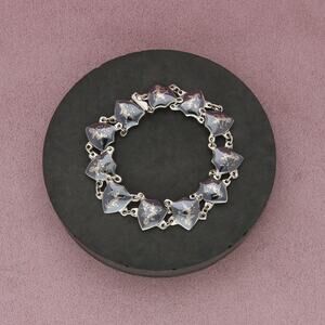 sterling silver vintage siam nielloware mekkala shield link bracelet size 7.25in